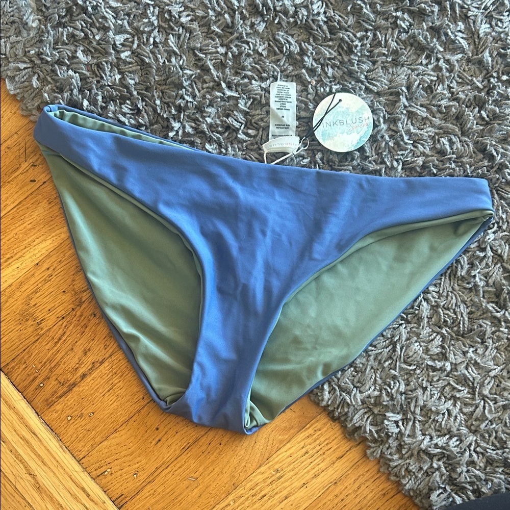 PinkBlush Swim Two-Tone Blue and Green Bikini Bottom Medium